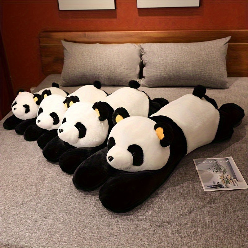 Panda Plush Toy, Black Polyester, Soft Stuffed Animal Pillow for Bedroom