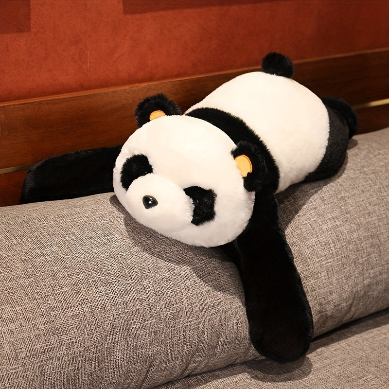 Panda Plush Toy, Black Polyester, Soft Stuffed Animal Pillow for Bedroom