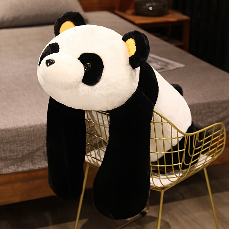 Panda Plush Toy, Black Polyester, Soft Stuffed Animal Pillow for Bedroom