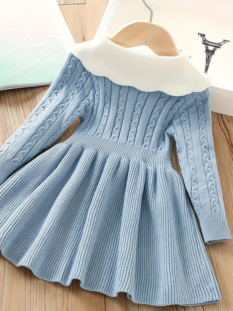 Elegant Contrast Sweater Dress